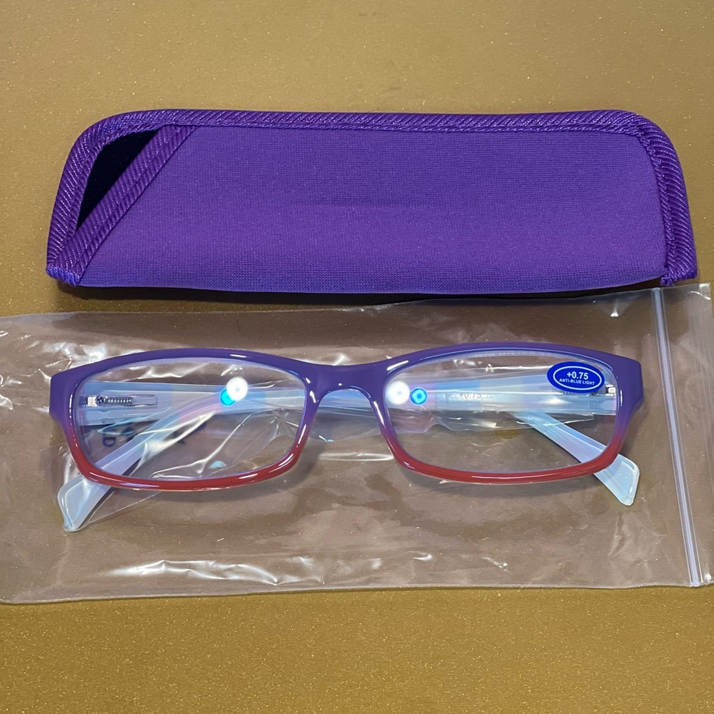 Purple and Red Glasses with Case